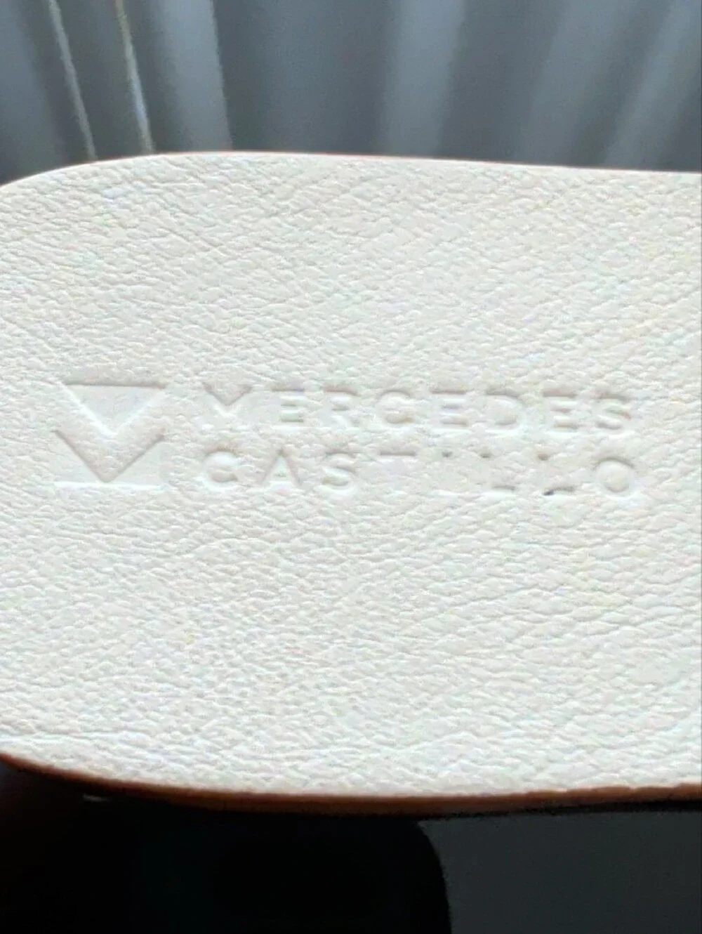 MERCEDES CASTILLO White Layered Scallop Lambskin Slide Sandals In Box